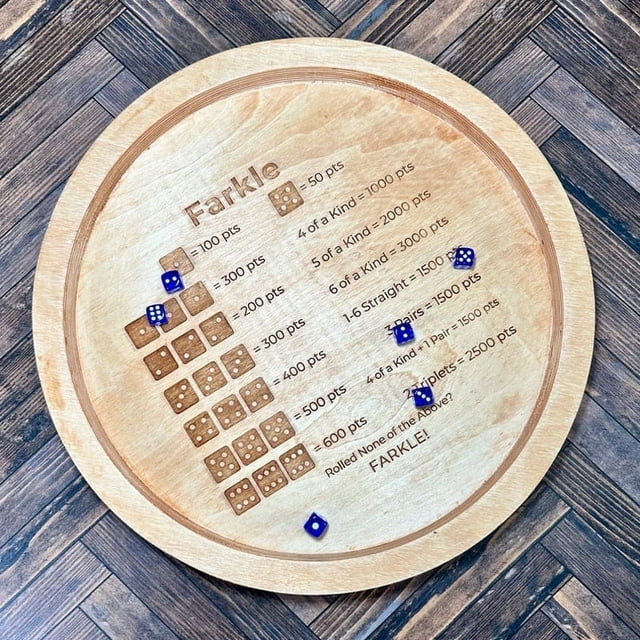 POINTERTECK Farkle Classic Dice Game - Fast-Paced Family Fun Includes Dice Tray and Wooden Board for Parties and Game Night Test Your Luck and Strategy