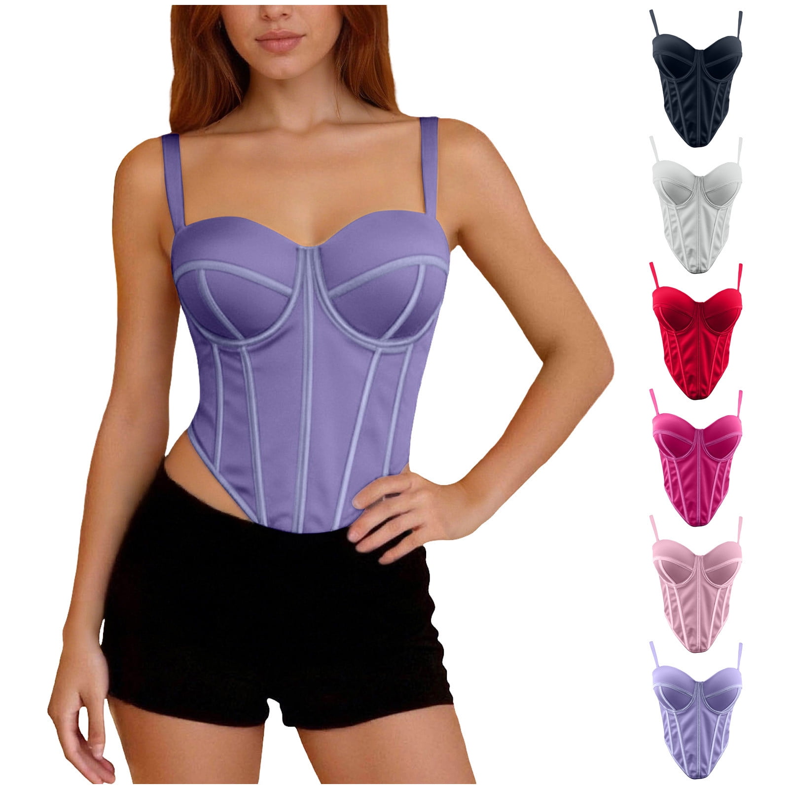 justHIGH Women's Corset Crop Top Slim Fit Going Out Bustier Top