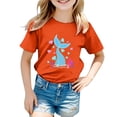 thumbnail image 1 of T-shirts pour Filles, Imprimé Graphique Océan Mignon, Manches Courtes, Amples, Orange 3-4 Ans, 1 of 3