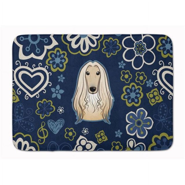 Carolines Treasures BB5095RUG Blue Flowers Afghan Hound Machine Washable Memory Foam Mat