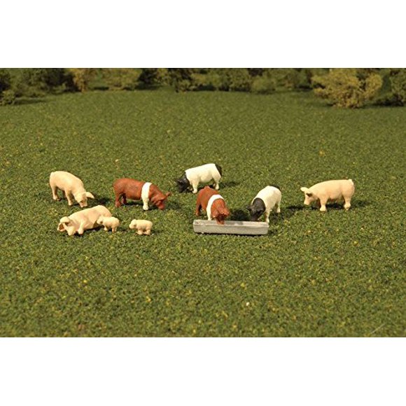 Bachmann Scene Scopes-Miniature Figures-Porcs (9Pcs/Pak) Échelle HO, Multicolore