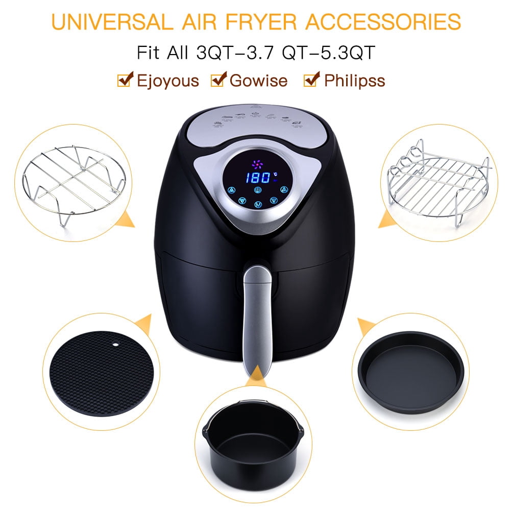 Fyydes Sonew 5 in 1 Multifunctional Air Fryer Accessories,Set Kit Parts Metal Holder Skewer Rack Cake Barrel, Multifunctional Air Fryer Accessories(no Fryer）