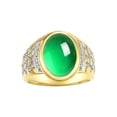 thumbnail image 1 of RYLOS Men's Rings 14K Yellow Gold Nugget Ring with Cabochon Gemstone & Diamonds Emerald Rings For Men Size 12, 1 of 7