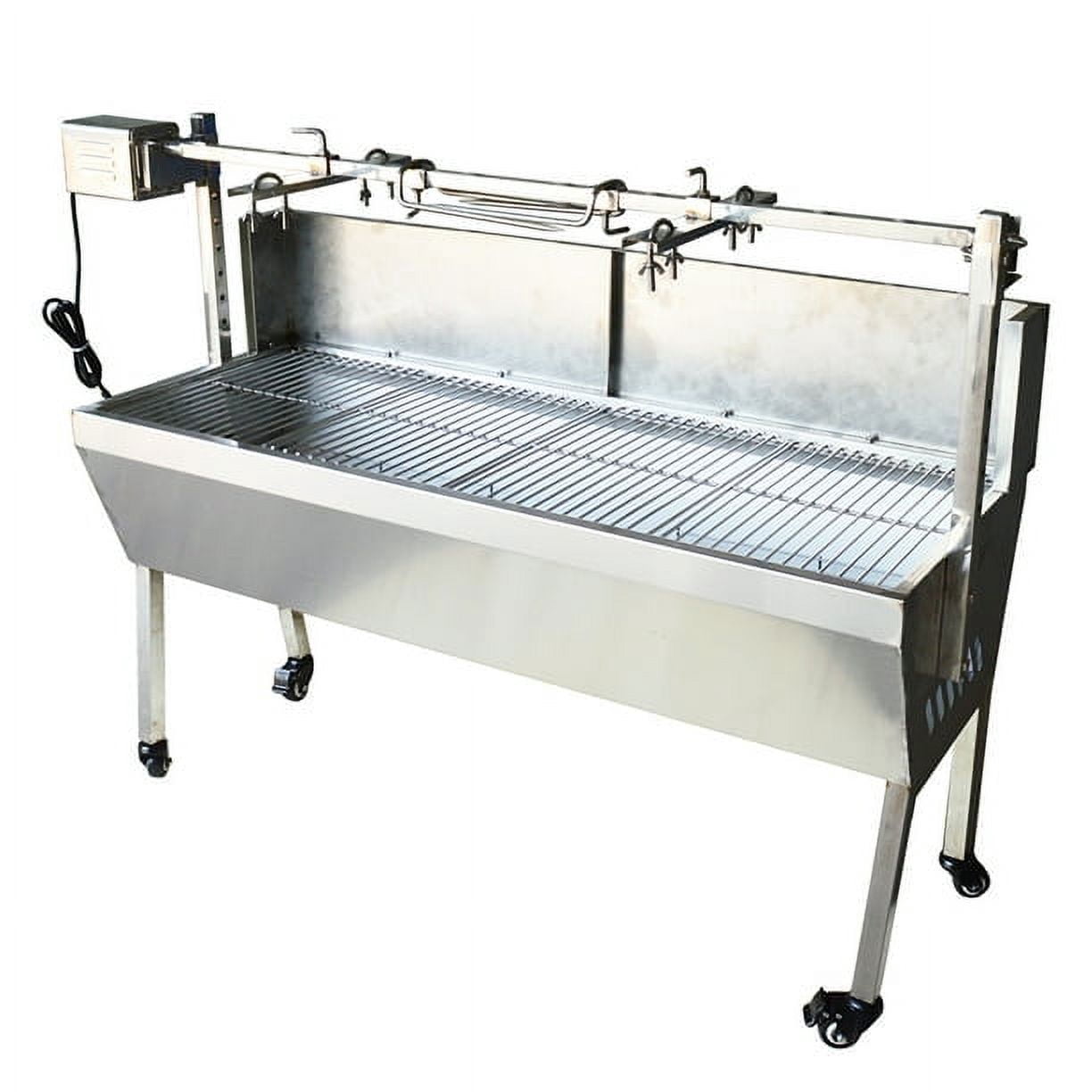 PreAsion 46" Charcoal BBQ Grill Automatic Outdoor Barbecue Stainless Steel Spit Roaster Rotisserie Grill for Garden Patio Outdoor Cooking Party
