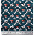 thumbnail image 1 of Soimoi Blue Poly Georgette Fabric Mushroom Vegetable Print Sewing Fabric Yard 42 Inch Wide, 1 of 2