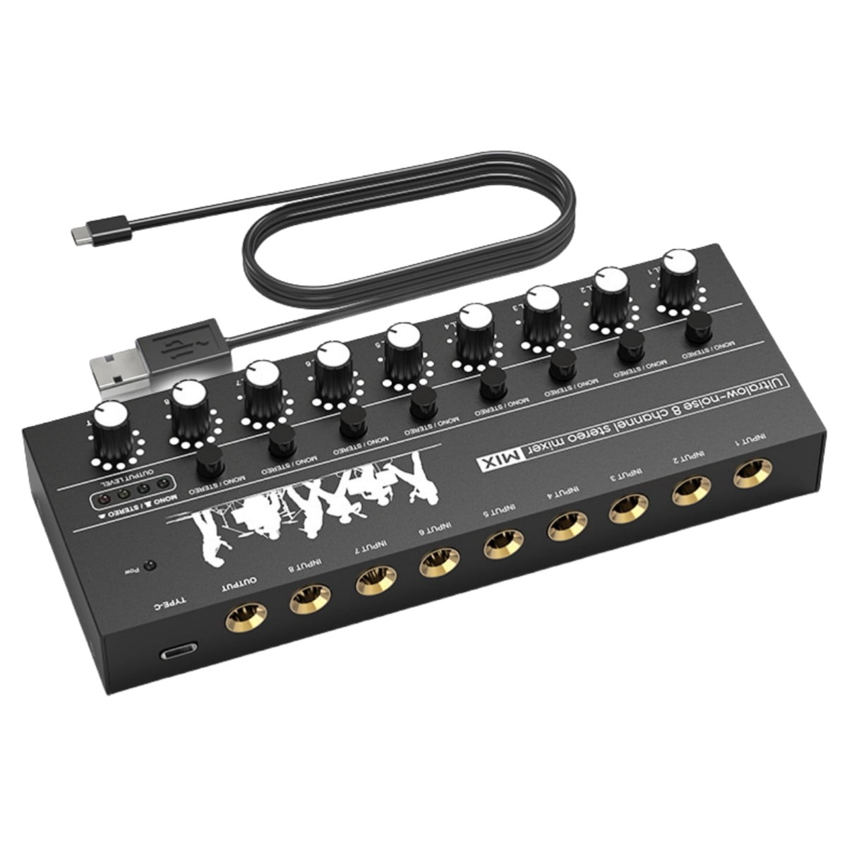Mini Mélangeur Audio 6 8 Canaux Mélangeurs de Lignes Stéréo pour Microphone Guitare Basse