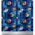 thumbnail image 1 of Soimoi Blue Heavy Canvas Fabric Moon & Planet Galaxy Print Fabric by Yard 58 Inch Wide, 1 of 3