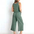 thumbnail image 3 of zanvin Ensemble 2 Pcs pour Femmes, Mode Femme Col Rond Sans Manches Blouse + Pantalons Amples avec Poches, Cadeaux d'Amitié, 3 of 5