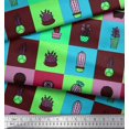 thumbnail image 3 of Soimoi Velvet Fabric Cactus Tree Printed Craft Fabric by The Yard 58 Inch Wide, 3 of 5