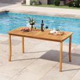 thumbnail image 2 of Patiojoy Outdoor Wooden Dining Table 63" Acacia Wood Table for 4-6 w/Wide Slatted Tabletop, 2 of 9