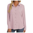 thumbnail image 3 of HBFAGFB Long Sleeve Button up Shirts for Women Fashion Simple Spring Summer Work Clothes Pink Size S, 3 of 9
