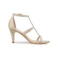 thumbnail image 3 of BLISSFUL STEP Women's Rhinestone Ankle Strap Stiletto High Heels Sandals Beige 11, 3 of 7