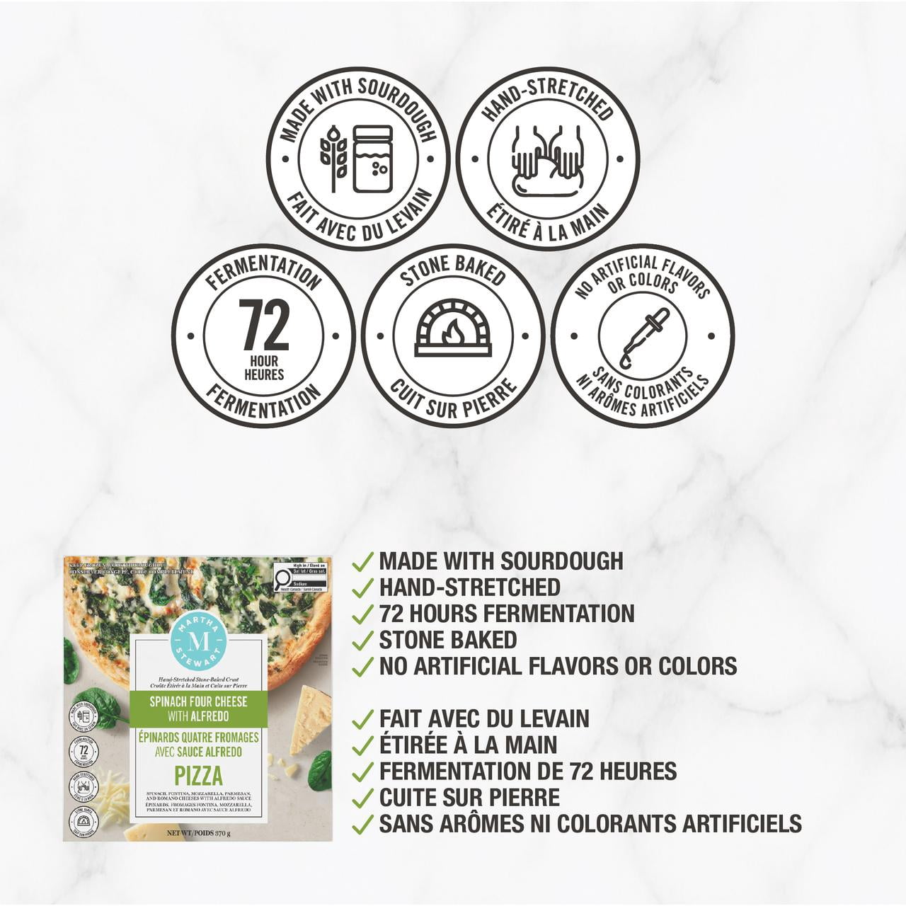 Martha Stewart Spinach Four Cheese Pizza, 370 g