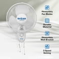 thumbnail image 3 of Hurricane Supreme 12 Inch 90 Degree Oscillating Wall Fan, White (2 Pack), 3 of 9