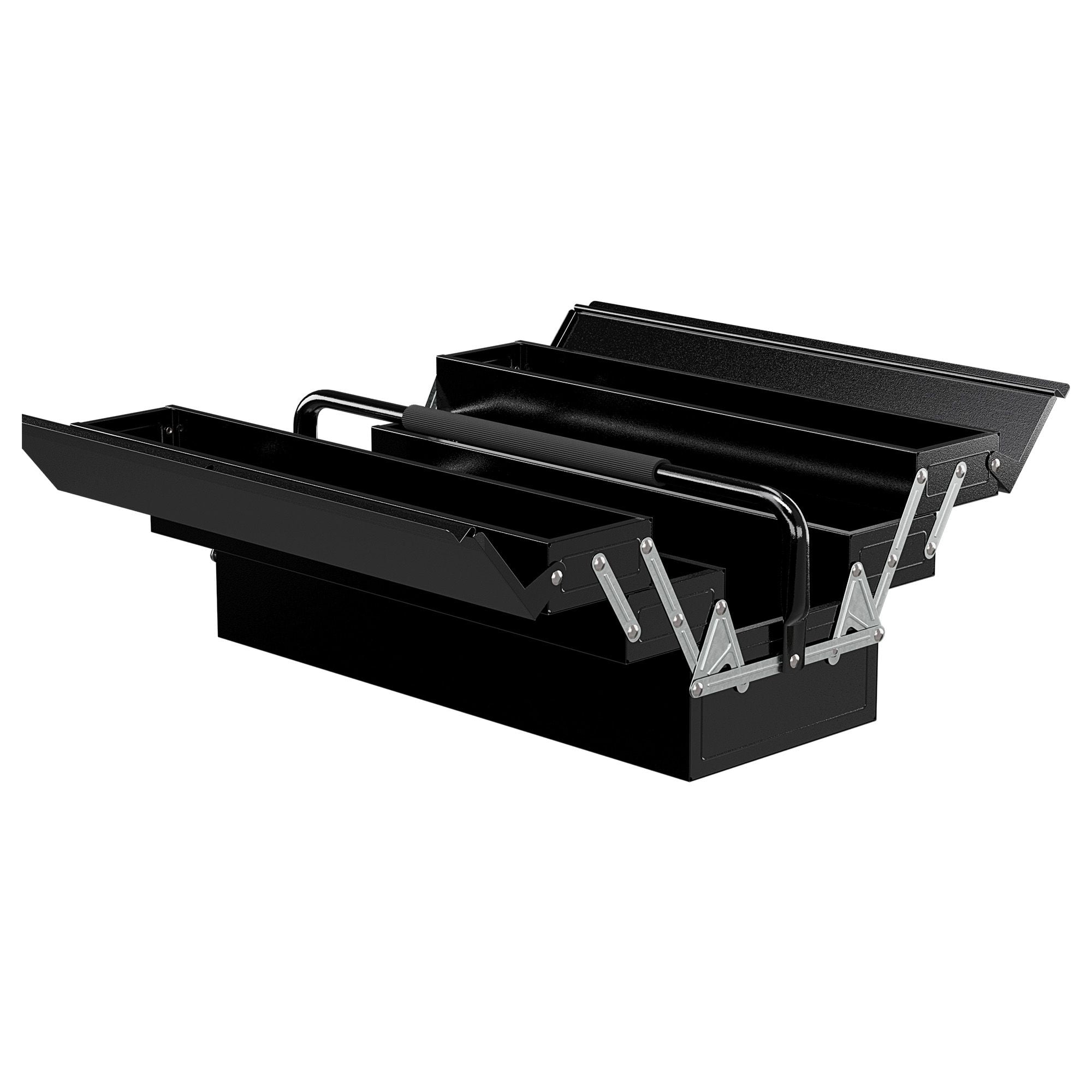 22" inches Metal Tool Box, Portable 5-Tray Cantilever Steel Tool Chest Cabinet, Black