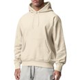 thumbnail image 1 of Innerwin Sweatshirts Drawstring Men's Hoodies Fall Solid Color Thick Hooded Sweatshirt Apricot 2XL, 1 of 3