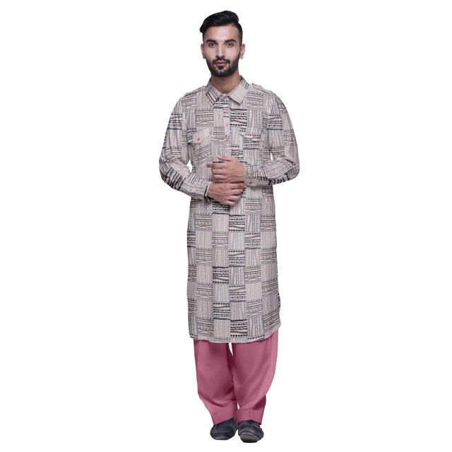 Atasi Mens Rayon Pathani Kurta Solid Salwar Set Printed Punjabi Kurta For Men