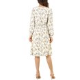 thumbnail image 3 of INSPIRE CHIC Robe Midi à Manches Longues Évasée à Col en V à Imprimé Floral pour Femme, 3 of 6