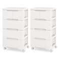 thumbnail image 1 of Costway 2 Pcs Chariot de Rangement Roulant en Plastique à 5 Tiroirs avec 4 Roues Universelles Commode Armoire, 1 of 9