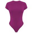 thumbnail image 4 of LUXUR Combinaison Femme Manches Courtes T-Shirt Body Col Rond Hauts Justaucorps Décontractés Couleur Unie Rose Rouge m, 4 of 4