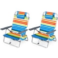 thumbnail image 1 of Costway Beach Chairs Set of 2 Portable Folding Backpack Recliners with 5-Position Backrest, 1 of 8