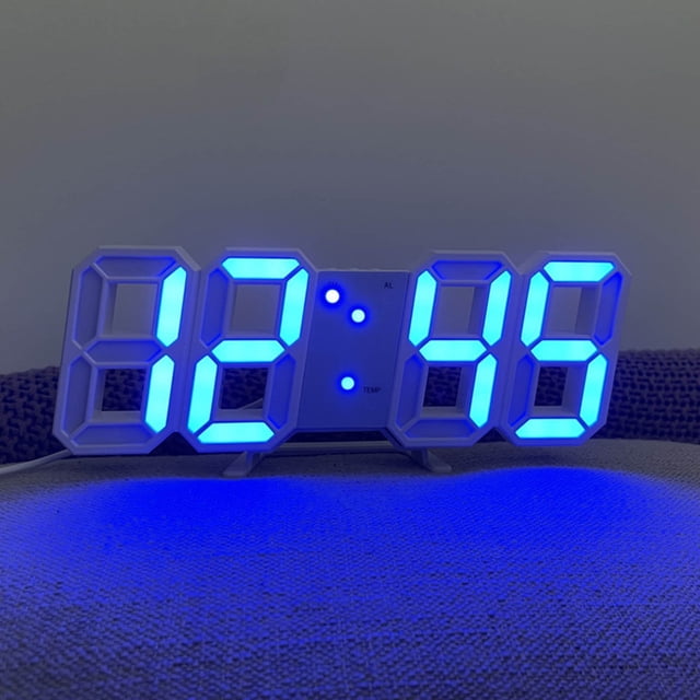 Fridja Summer Clearance LED Digital Alarm Clock, Wall Clock for Teenagers, Night Mode Adjastable Electronic Table Clock Wall Clock for Living Room, Bedroom and Office, 9.3" × 3.3", Blue