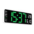 thumbnail image 1 of Wweixi Wall-mounted Dual Alarms LED Clocks Large Digital Display For Home Or Office Easy To Install white green, 1 of 6