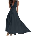 thumbnail image 1 of PENGXIANG Femmes Cocktail Robes Formelles V Cou Taille Haute Chaîne Sans Manches une Ligne Midi Robe pour Parti, 1 of 6