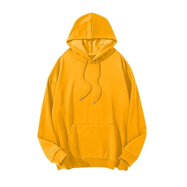 RXIRUCGD Men's Casual Hoodie Men's Hoodie Long Sleeved, Yellow, Size: M