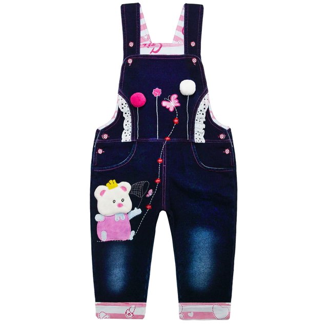 KIDSCOOL SPACE Baby Cotton 3D Cartoon Soft Knitted Jeans Overalls 18M