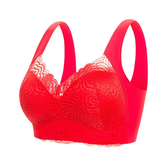 Timegard Lace Bras for Women Wireless Back Smoothing Full Coverage Breathable Comfort Seamless Bras