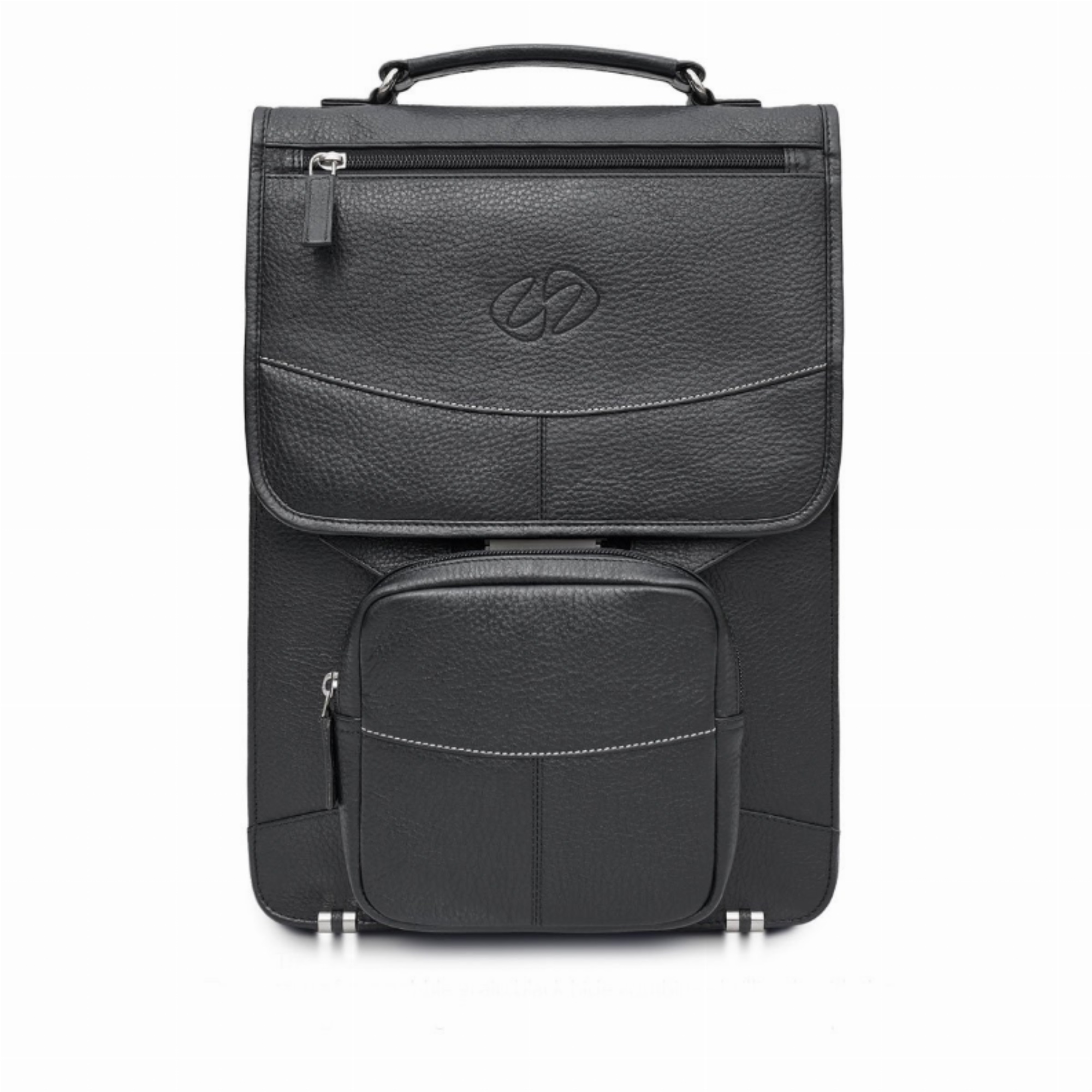 MacCase Premium Leather Vertical BriefCase Backpack - Black