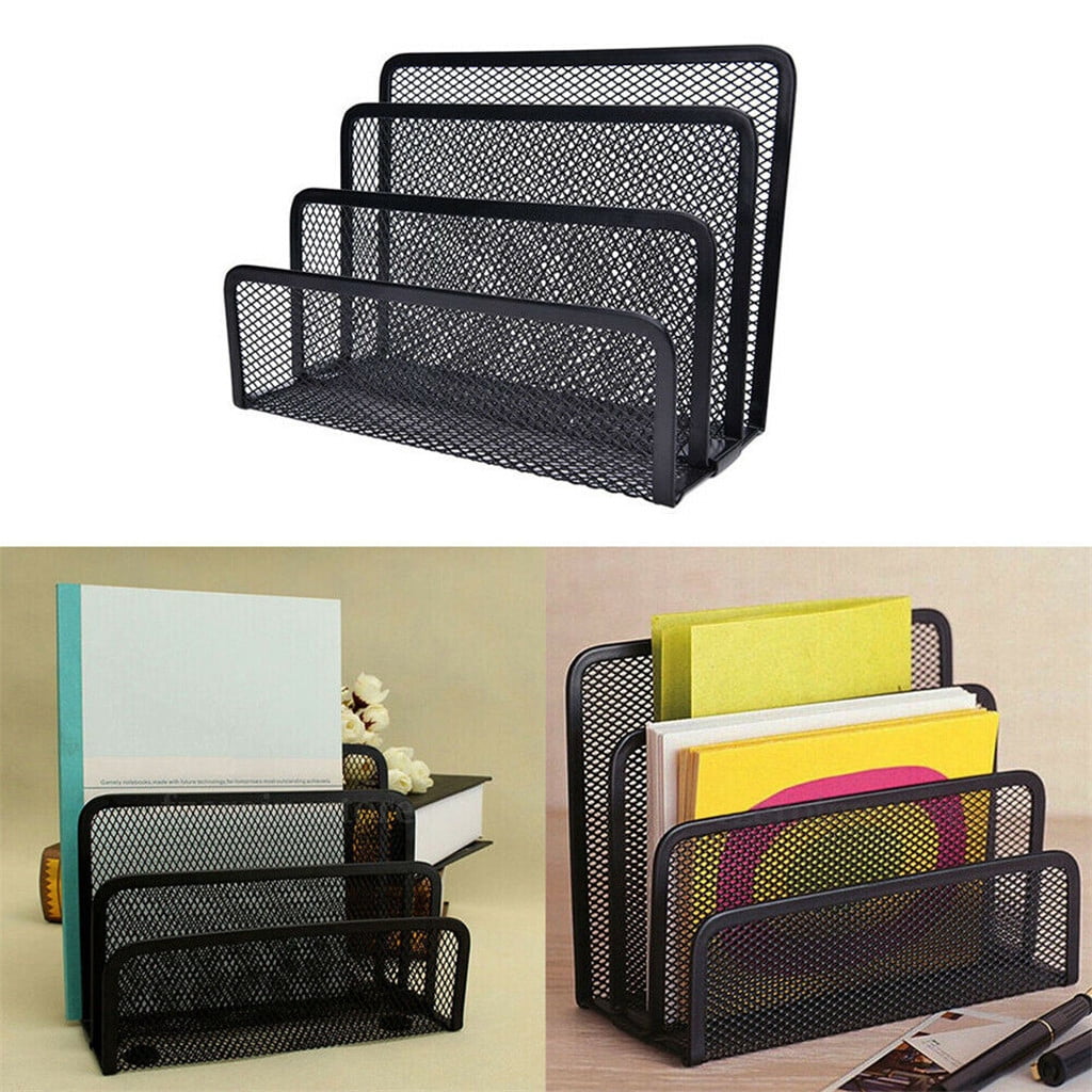 ZZkhGO Mesh Desk Organizer, 6 Compartment Metal Drawer Caddy, Sturdy Pen Holder for Office Supplies Accessories