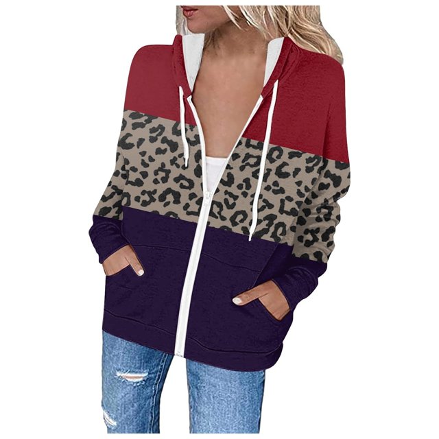 Chandails à Capuche Zippés pour Femmes Rabais de 50 % en Liquidation Blouse Imprimée Mode Hauts à Manches Longues Chandail Poches à Capuche