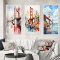 thumbnail image 1 of Designart "Architectural Marvel Red Bridge II" Paysages Urbains Art Mural Encadré Ensemble de 3 - Cadre de Ponts Rouges en Toile pour Décoration de Salon, 1 of 6