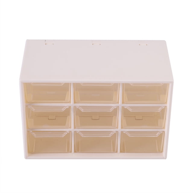 VIFER 9 Lattice Desktop Drawer Portable Plastic Storage Box Drawer Desktop Storage Unit Cosmetic Storage Box(White)