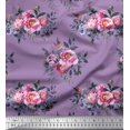 thumbnail image 1 of Soimoi Violet Moss Tissu Georgette Feuilles et Imprimés de Tissu Floral Rose au Mètre 42 Pouces de Large, 1 of 3