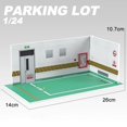 thumbnail image 4 of 1/24 Parking Lot Scene Display Case Display Stand 1/24 display Scenery Desktop case Model Car Decor Diecast Car Garage green, 4 of 9
