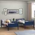 thumbnail image 4 of Costway Twin Over Twin Bunk Bed Convertible 2 Individual Beds Wooden Navy, 4 of 10