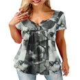 thumbnail image 1 of CHOK Women T Shirts Short Sleeve Round Neck Button Up Tunic Tops (White  XL), 1 of 4