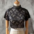thumbnail image 3 of YAOBAMM Shirt False Collar Half High Collar Short Sleeve Fake Collar See through Solid Color Crochet Flower Pattern Lace Bottoming Top Stylish Clothing Accessories, 3 of 7