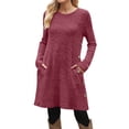 thumbnail image 2 of SHTXOZHI Robe Chandail en Tricot à Manches Longues et Col Ras du Cou Décontractée d'Automne et d'Hiver pour Femmes avec Poches, 2 of 5