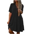 thumbnail image 2 of FcBaudy Robe à Manches Courtes à Col en V Longueur Genou, Robes d'Été pour Femmes, Robes pour Femmes Robe Décontractée pour Femmes avec Poches Robe d'Été à Imprimé Floral-Col Mini Robes Robe pour Femmes, 2 of 6