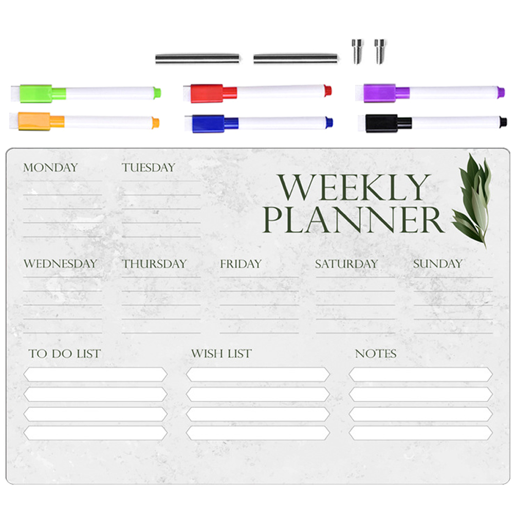 1 Set Reusable Weekly Write Board Desk Dry Erase Board Dry Erase Board Clear White Board And Pen