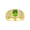 thumbnail image 1 of RYLOS Men's Rings Yellow Gold Plated Silver Designer Nugget Ring Oval 9X7MM Gemstone &  Diamonds  Peridot Birthstone Rings For Man Size 11, 1 of 7
