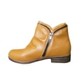 thumbnail image 1 of Bottes Courtes en Cuir pour Femmes Rétro Unies à Talon Bas avec Fermeture Éclair, 1 of 9