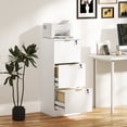 thumbnail image 2 of HOMCOM 3 Drawer File Cabinet Fluted Vertical Filing Cabinet with Lock White, 2 of 10
