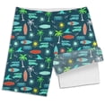 thumbnail image 4 of XDZJLR Maillot de Bain Garçon Bébé Short de Bain Imprimé avec Laçage Taille Haute Ample Pantalon Décontracté Tenue de Bain 5-6 Ans, 4 of 5