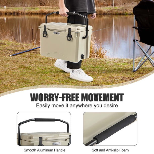 Costway 25 QT Portable Cooler Rotomolded Ice Chest Insulated Ice