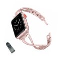 thumbnail image 1 of Bracelet de Montre en Acier Inoxydable en Forme de X, Bracelets Réglables pour Apple IWatch Series SE/1/2/3/4/5/6 pour Femmes - Rose Pâle, 1 of 5